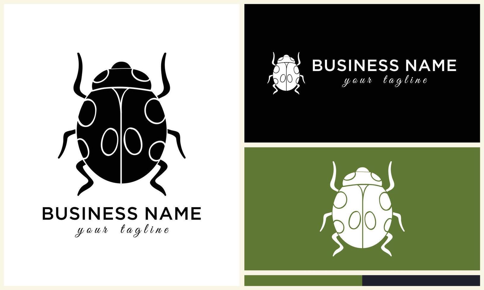 silhouette ladybug beetles logo template vector