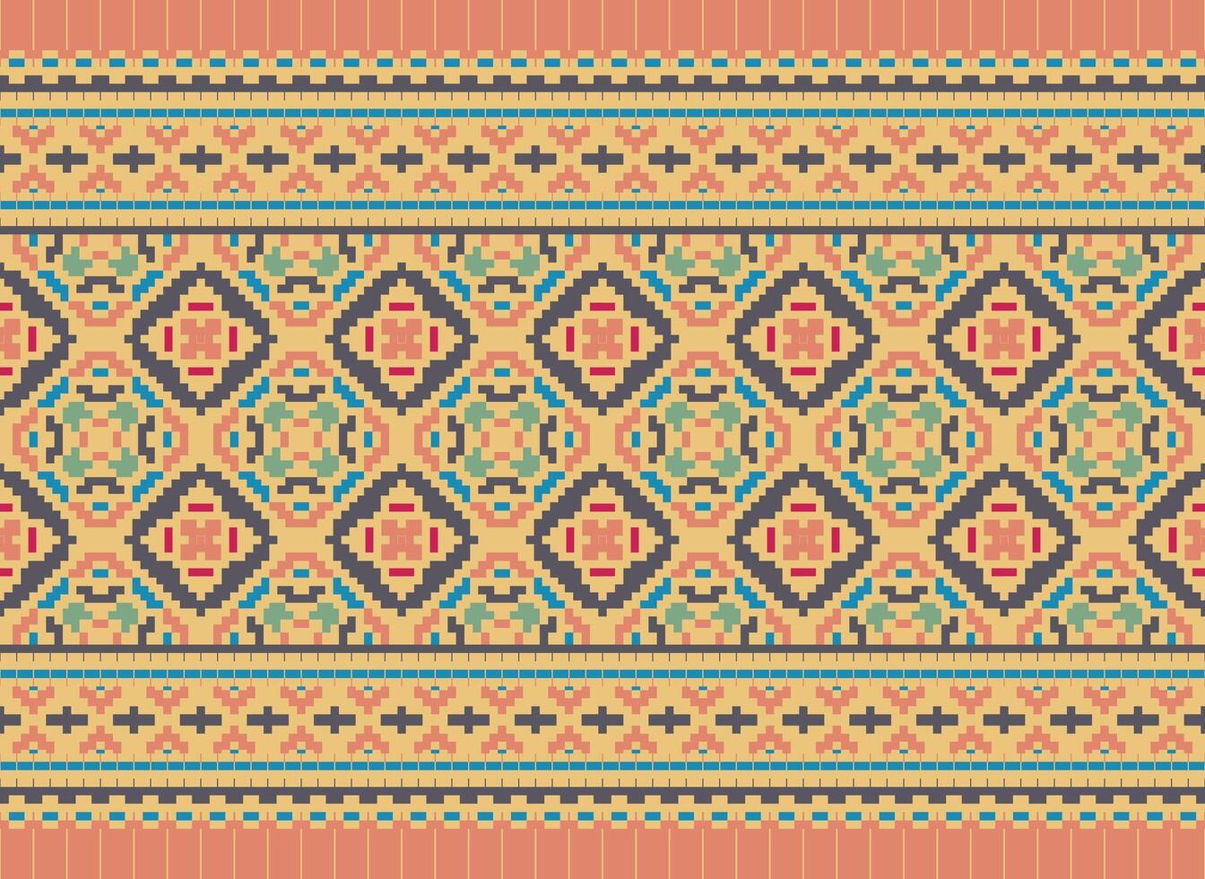 Knitted ethnic pattern, Vector cross stitch oriental background, Embroidery retro jacquard style, Purple pattern square native, Design for textile, fabric, carpet, rug, fibres