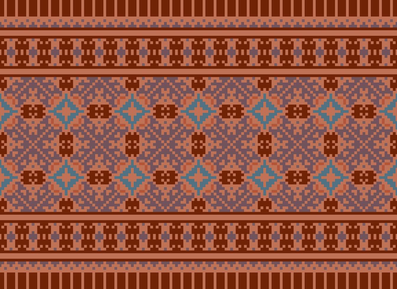 Knitted ethnic pattern, Vector cross stitch oriental background, Embroidery retro jacquard style, Purple pattern square native, Design for textile, fabric, carpet, rug, fibres