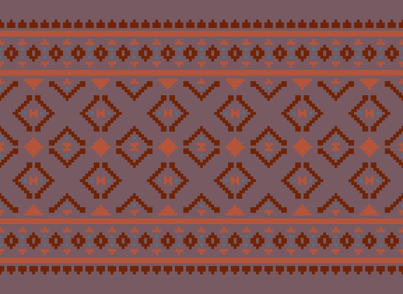 Knitted ethnic pattern, Vector cross stitch oriental background, Embroidery retro jacquard style, Purple pattern square native, Design for textile, fabric, carpet, rug, fibres