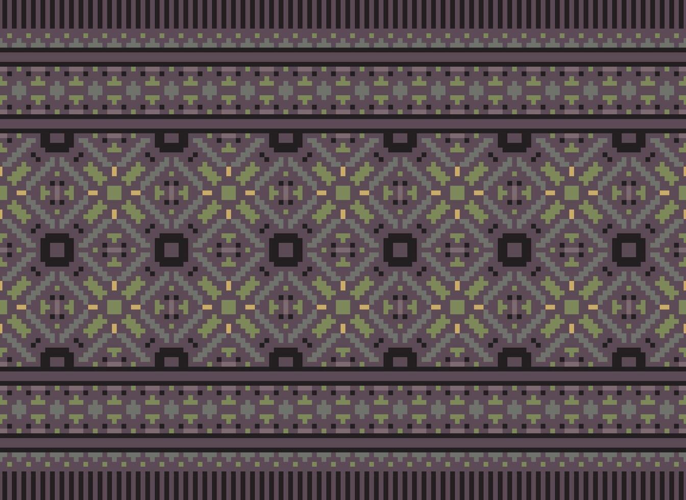 Knitted ethnic pattern, Vector cross stitch oriental background, Embroidery retro jacquard style, Purple pattern square native, Design for textile, fabric, carpet, rug, fibres