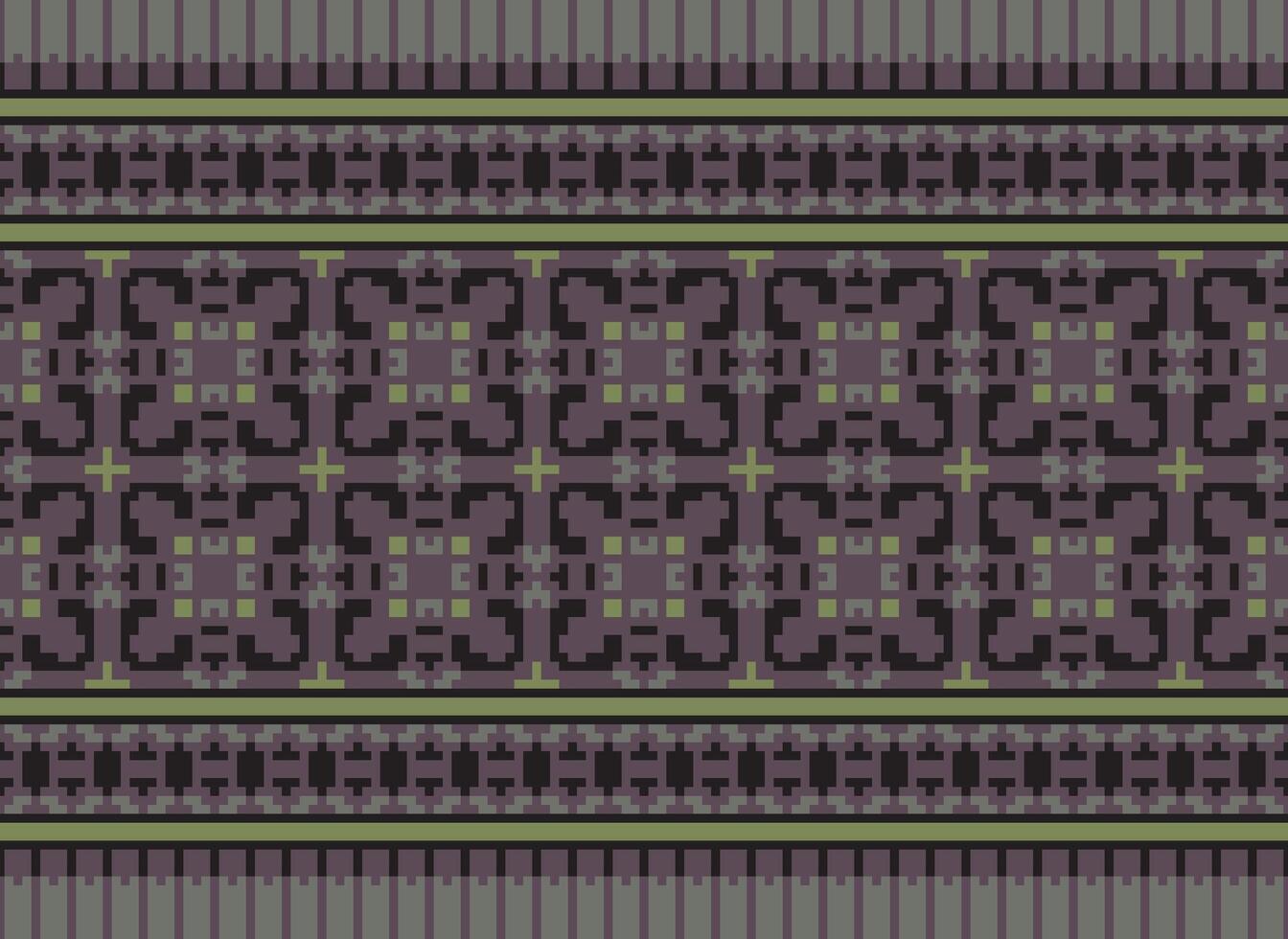 Knitted ethnic pattern, Vector cross stitch oriental background, Embroidery retro jacquard style, Purple pattern square native, Design for textile, fabric, carpet, rug, fibres