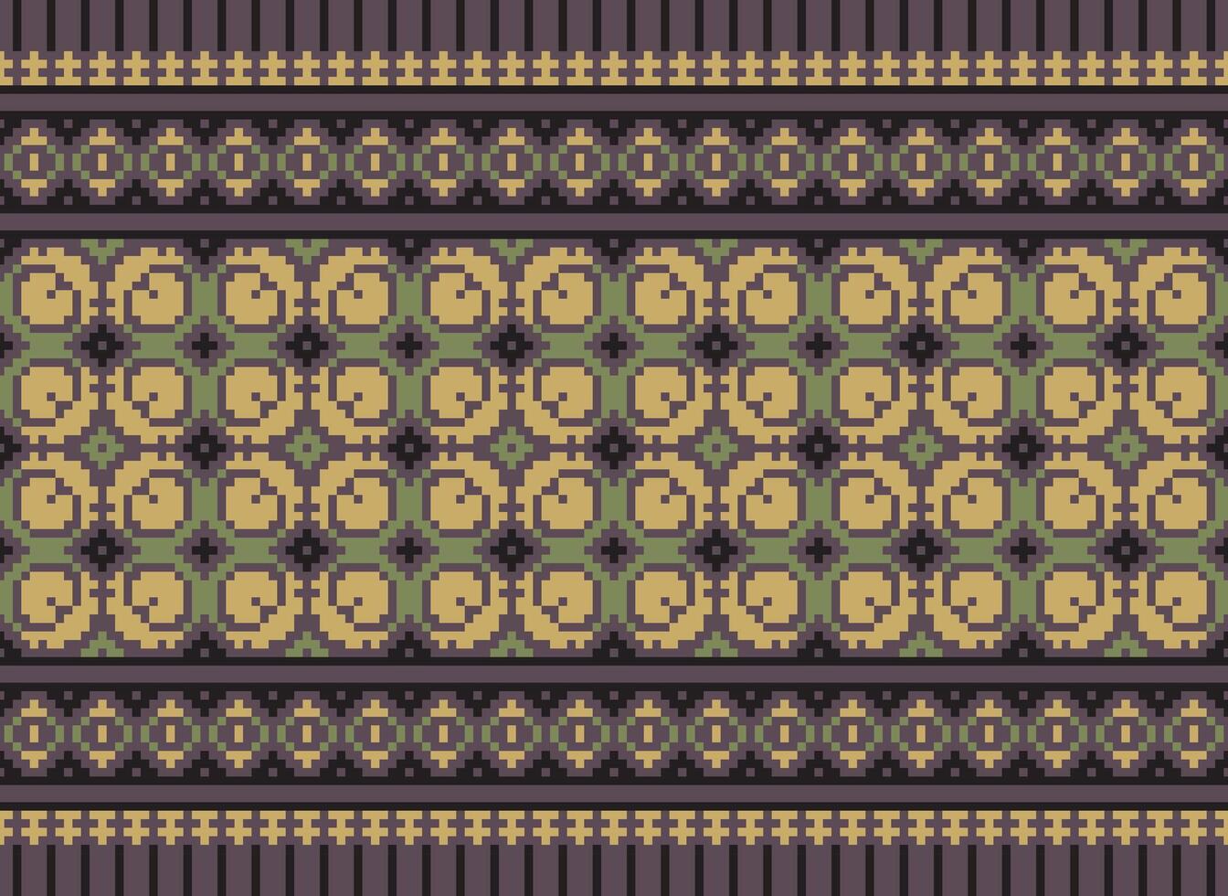 Knitted ethnic pattern, Vector cross stitch oriental background, Embroidery retro jacquard style, Purple pattern square native, Design for textile, fabric, carpet, rug, fibres