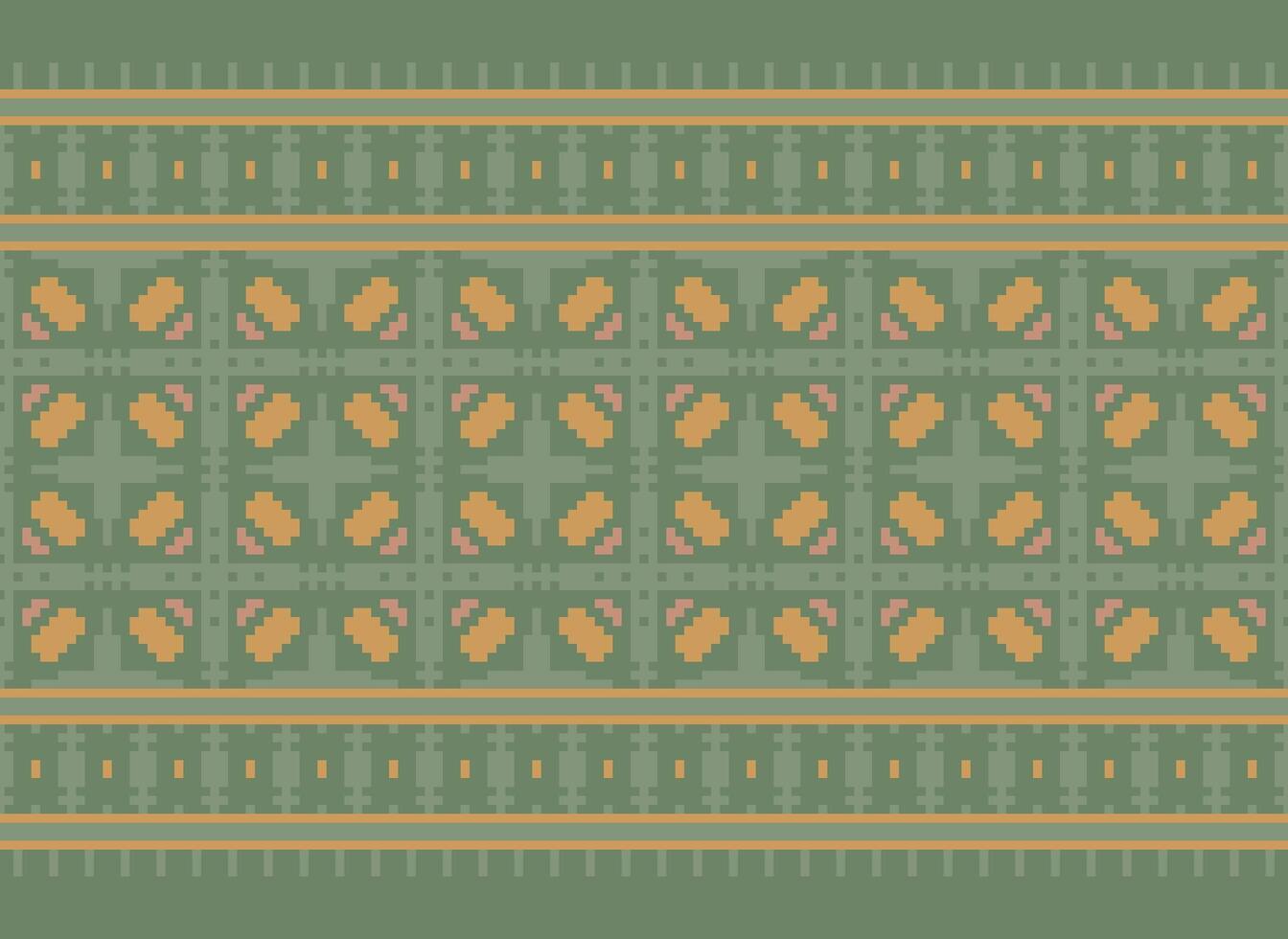 Cross Stitch and Pixel Ethnic Patterns Bring Vibrant Style to Fabrics, Sarees, and Ikat Designs, Red color cross stitch. Traditional Design. vector