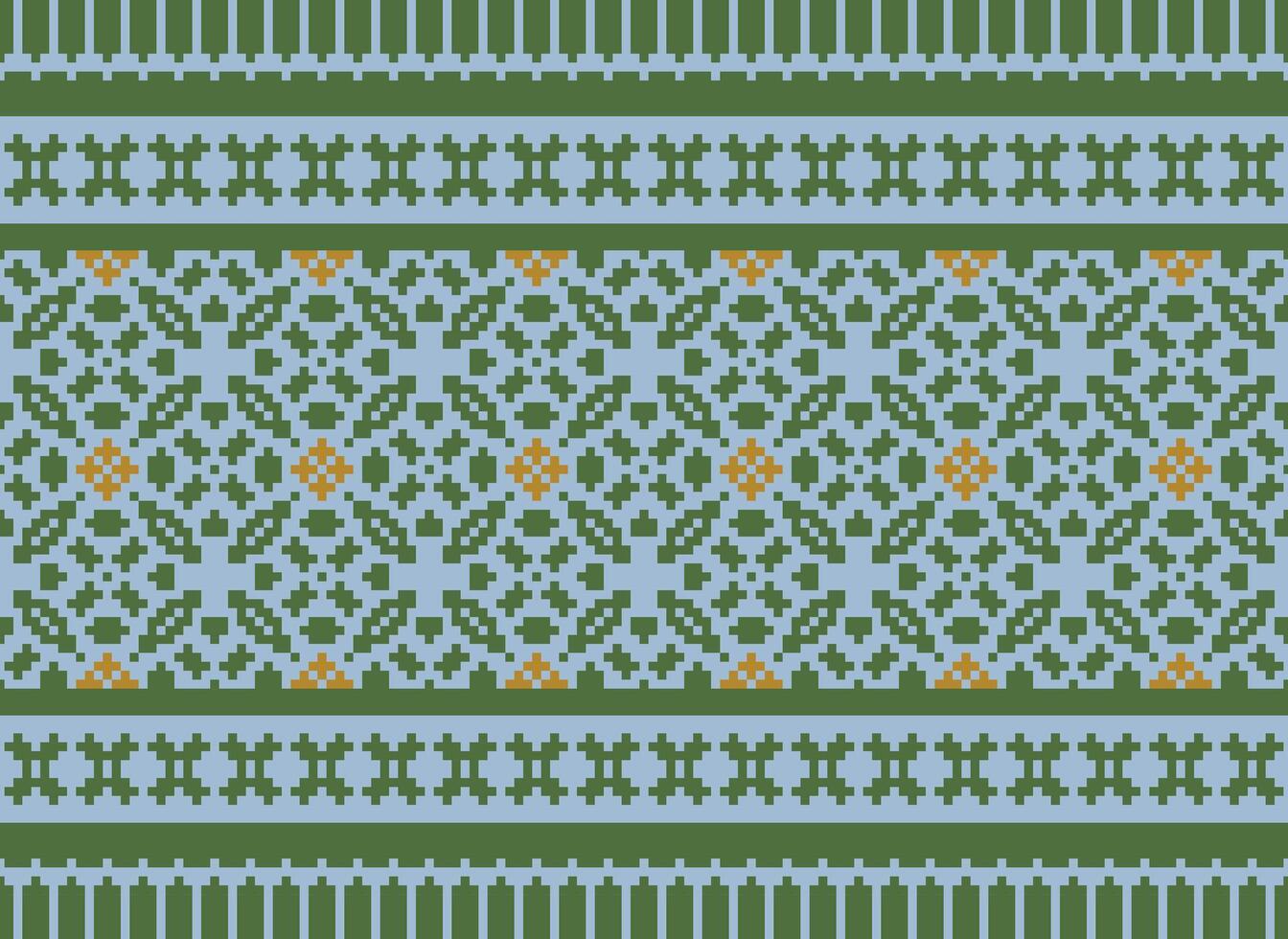 Cross Stitch and Pixel Ethnic Patterns Bring Vibrant Style to Fabrics, Sarees, and Ikat Designs, Red color cross stitch. Traditional Design. vector