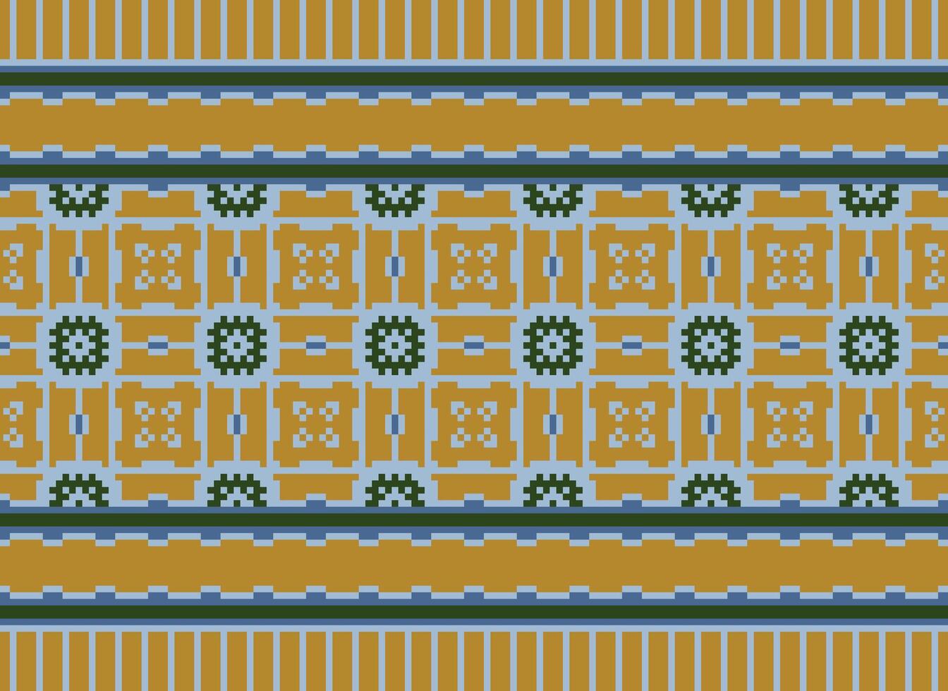 Cross Stitch and Pixel Ethnic Patterns Bring Vibrant Style to Fabrics, Sarees, and Ikat Designs, Red color cross stitch. Traditional Design. vector