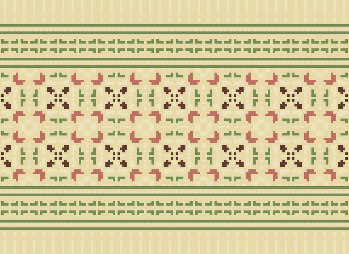 Geometric ethnic pattern. Pixel pattern. Design for clothing, fabric, background, wallpaper, wrapping, batik. Knitwear, Embroidery style. Aztec geometric art ornament print. Vector illustration.