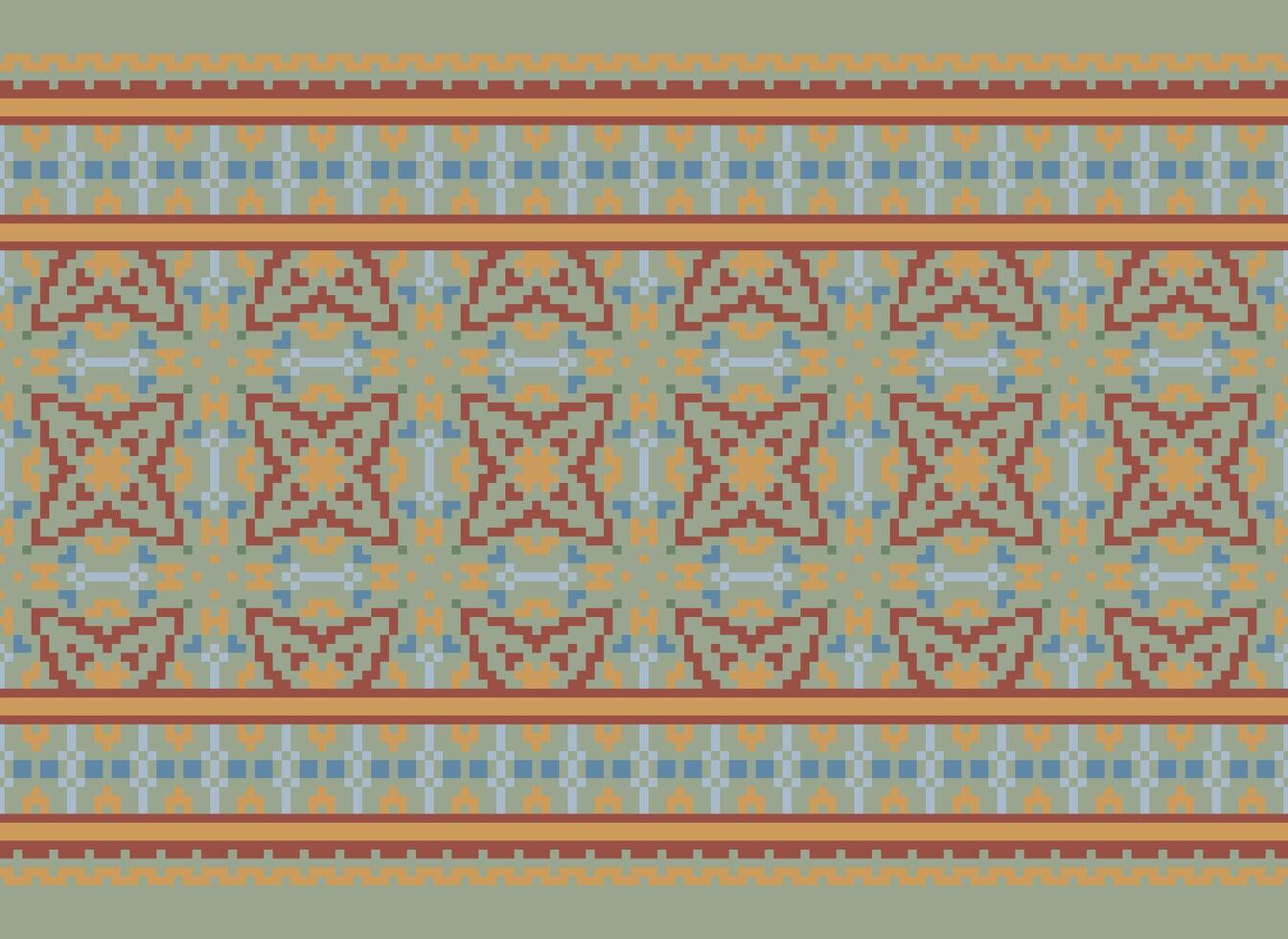 Geometric ethnic pattern. Pixel pattern. Design for clothing, fabric, background, wallpaper, wrapping, batik. Knitwear, Embroidery style. Aztec geometric art ornament print. Vector illustration.