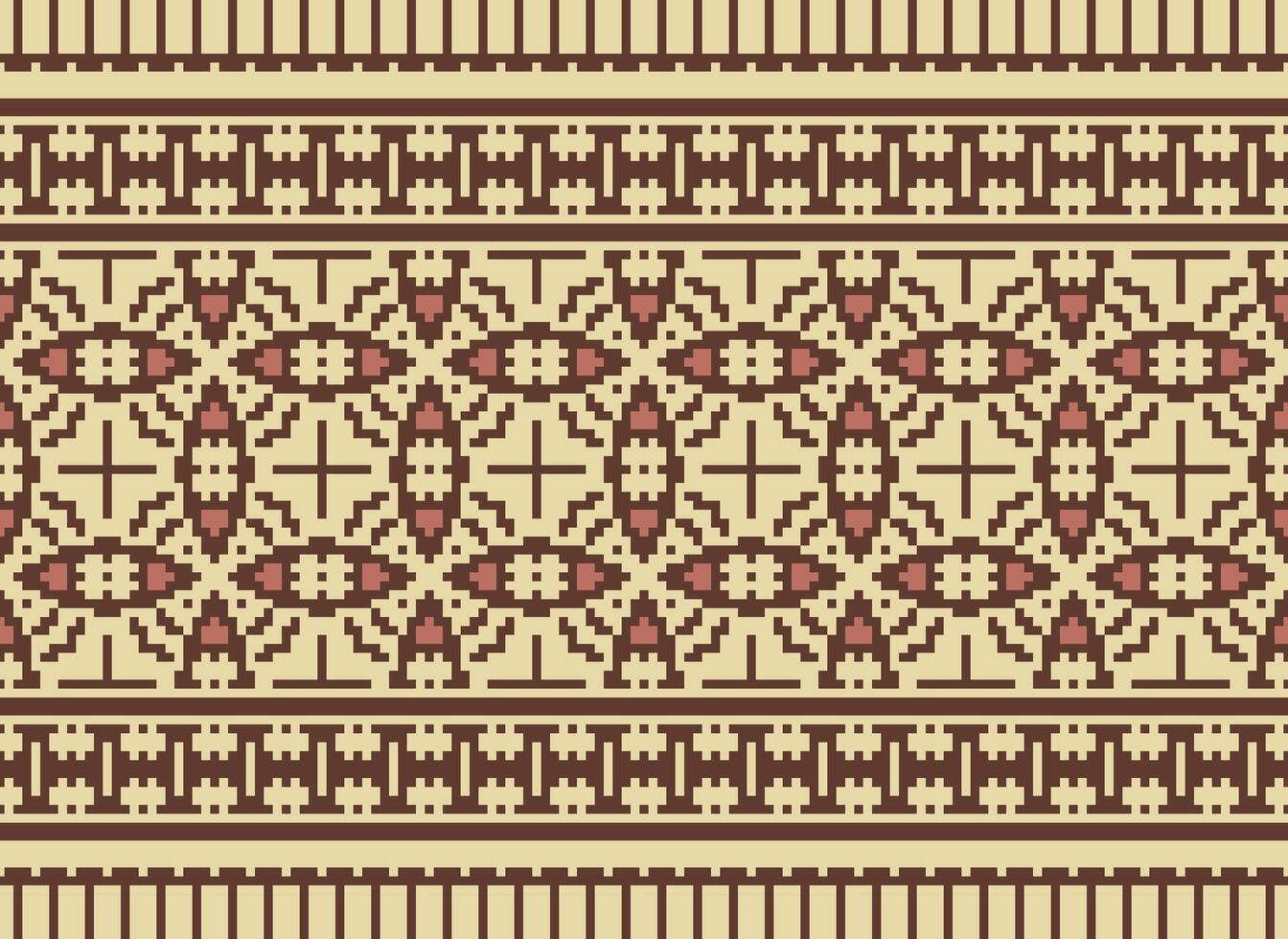 Geometric ethnic pattern. Pixel pattern. Design for clothing, fabric, background, wallpaper, wrapping, batik. Knitwear, Embroidery style. Aztec geometric art ornament print. Vector illustration.