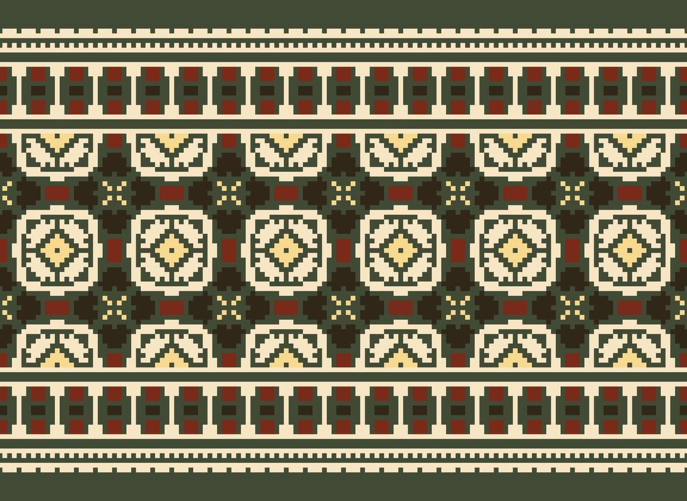 Geometric ethnic pattern. Pixel pattern. Design for clothing, fabric, background, wallpaper, wrapping, batik. Knitwear, Embroidery style. Aztec geometric art ornament print. Vector illustration.