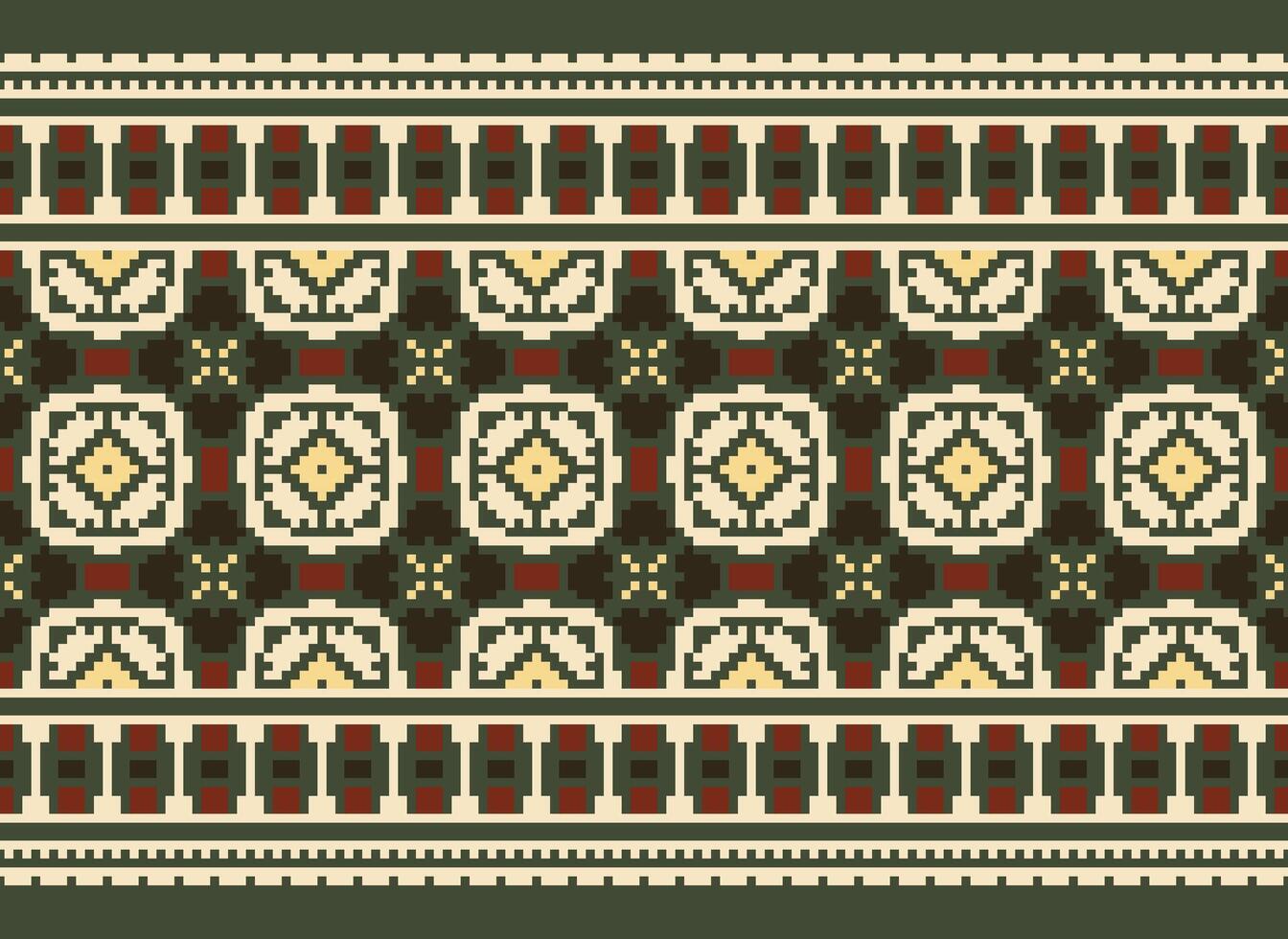 Geometric ethnic pattern. Pixel pattern. Design for clothing, fabric, background, wallpaper, wrapping, batik. Knitwear, Embroidery style. Aztec geometric art ornament print. Vector illustration.