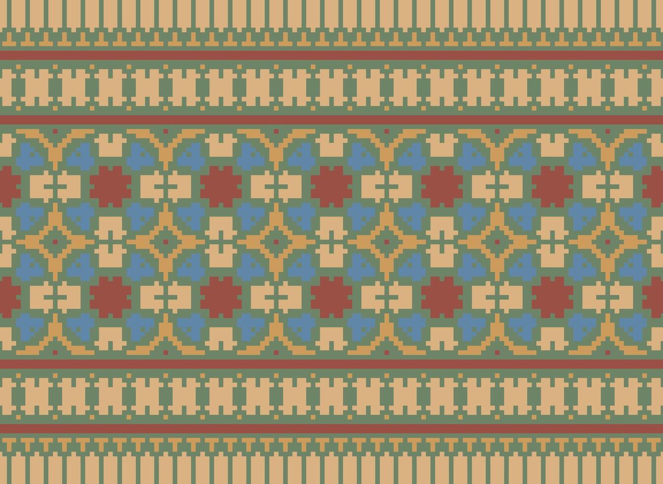 Geometric ethnic pattern. Pixel pattern. Design for clothing, fabric, background, wallpaper, wrapping, batik. Knitwear, Embroidery style. Aztec geometric art ornament print. Vector illustration.