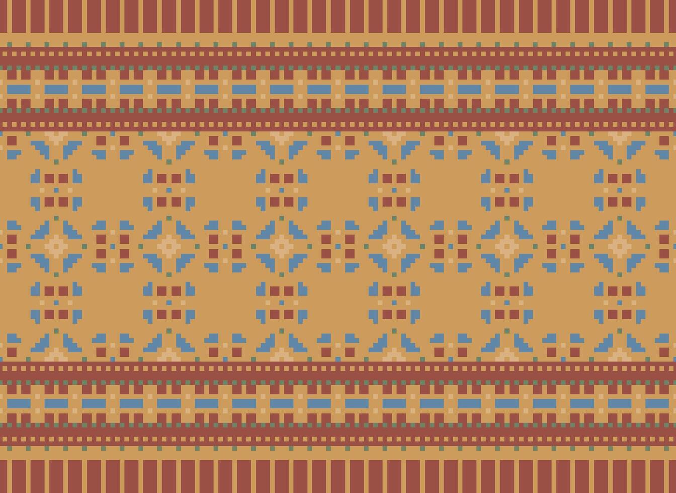 Geometric ethnic pattern. Pixel pattern. Design for clothing, fabric, background, wallpaper, wrapping, batik. Knitwear, Embroidery style. Aztec geometric art ornament print. Vector illustration.