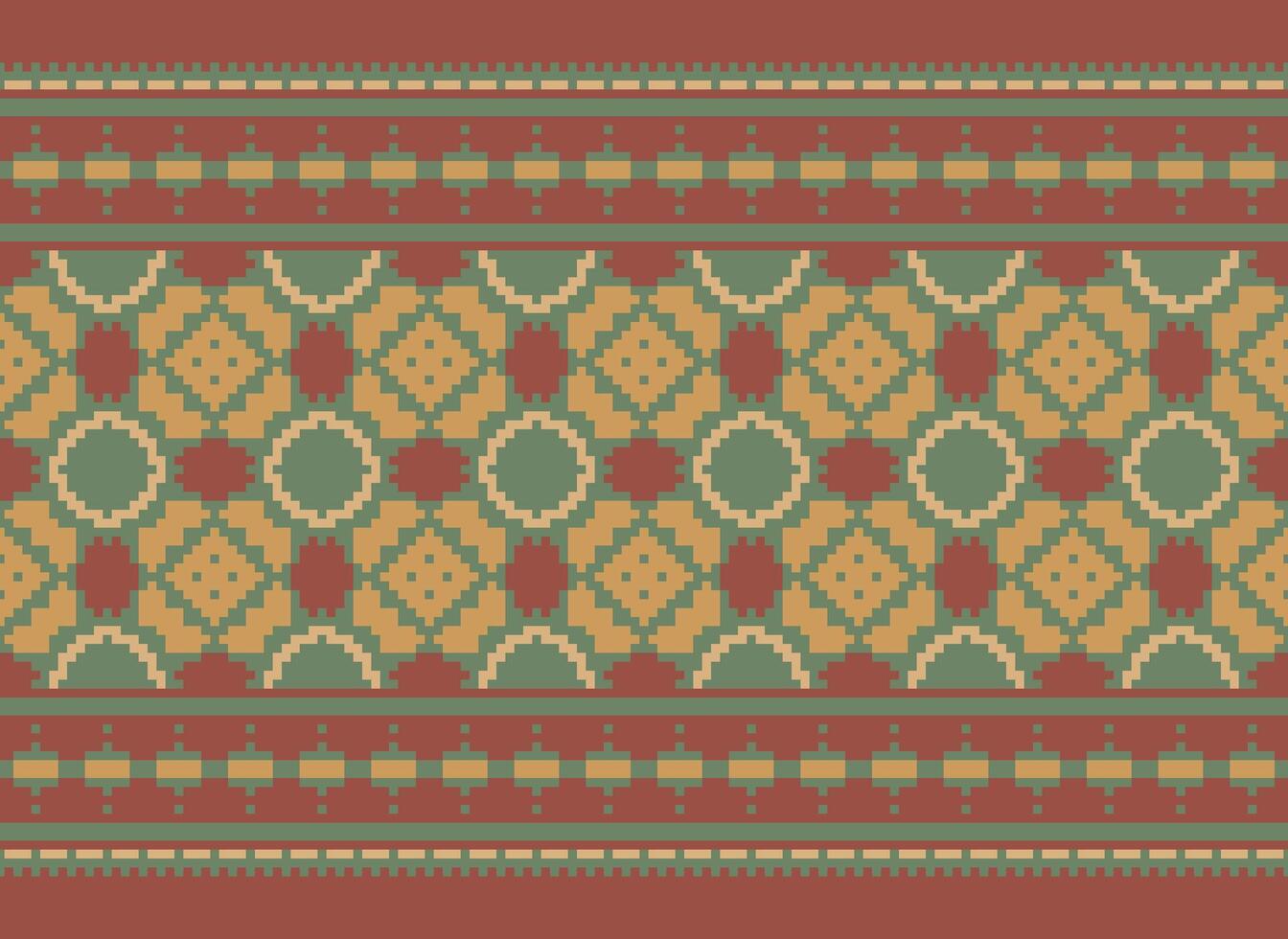 Geometric ethnic pattern. Pixel pattern. Design for clothing, fabric, background, wallpaper, wrapping, batik. Knitwear, Embroidery style. Aztec geometric art ornament print. Vector illustration.