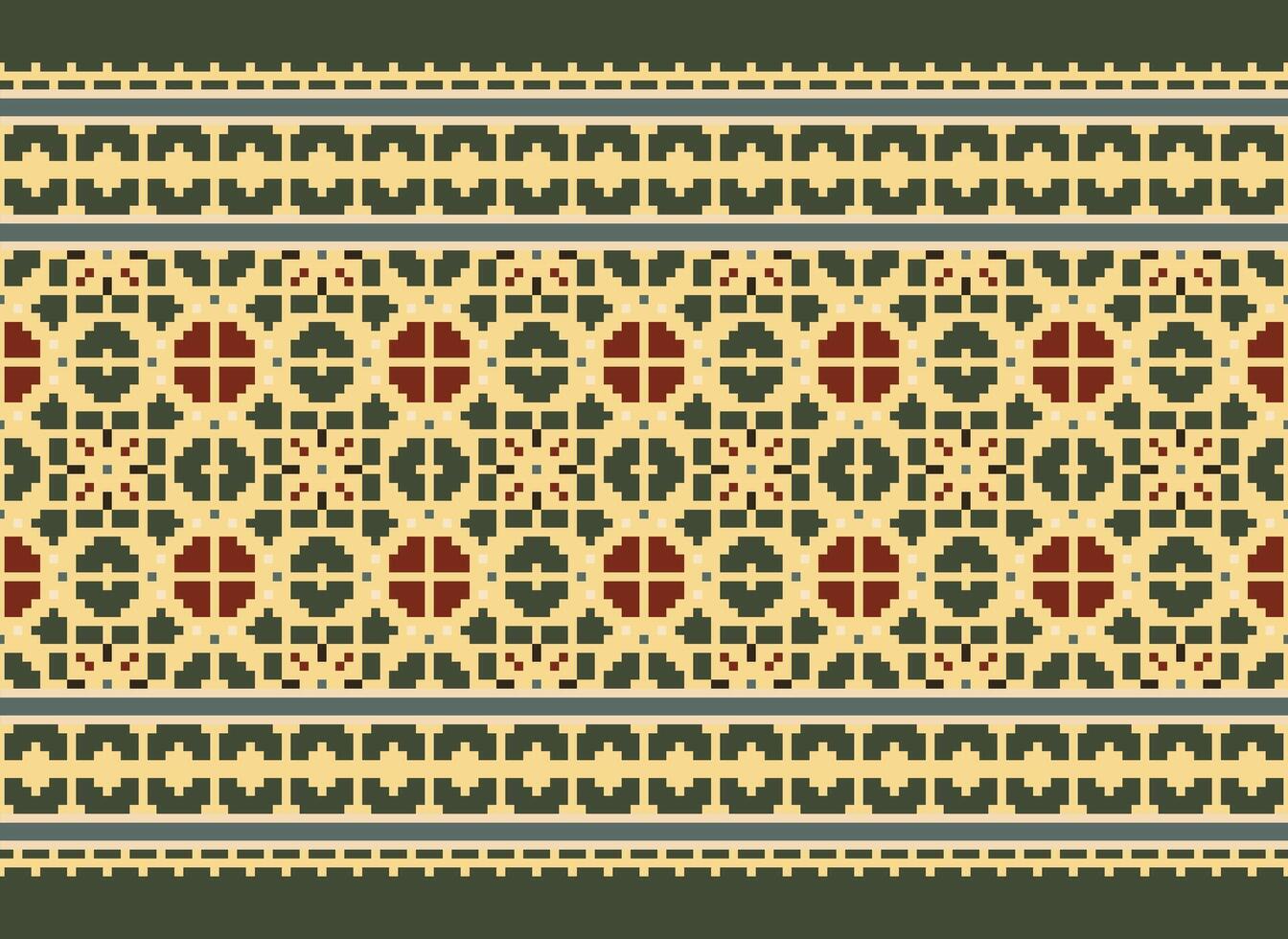 Geometric ethnic pattern. Pixel pattern. Design for clothing, fabric, background, wallpaper, wrapping, batik. Knitwear, Embroidery style. Aztec geometric art ornament print. Vector illustration.