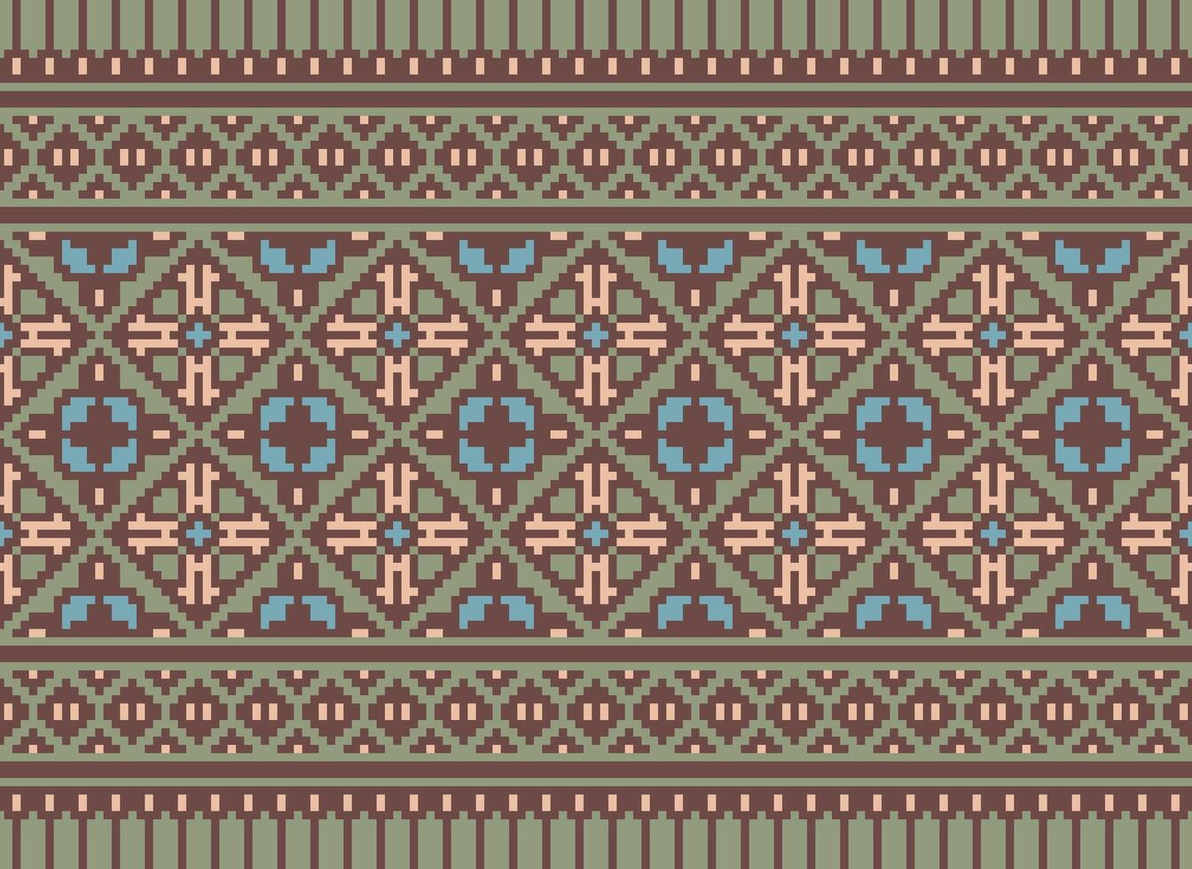 Geometric ethnic pattern. Pixel pattern. Design for clothing, fabric, background, wallpaper, wrapping, batik. Knitwear, Embroidery style. Aztec geometric art ornament print. Vector illustration.