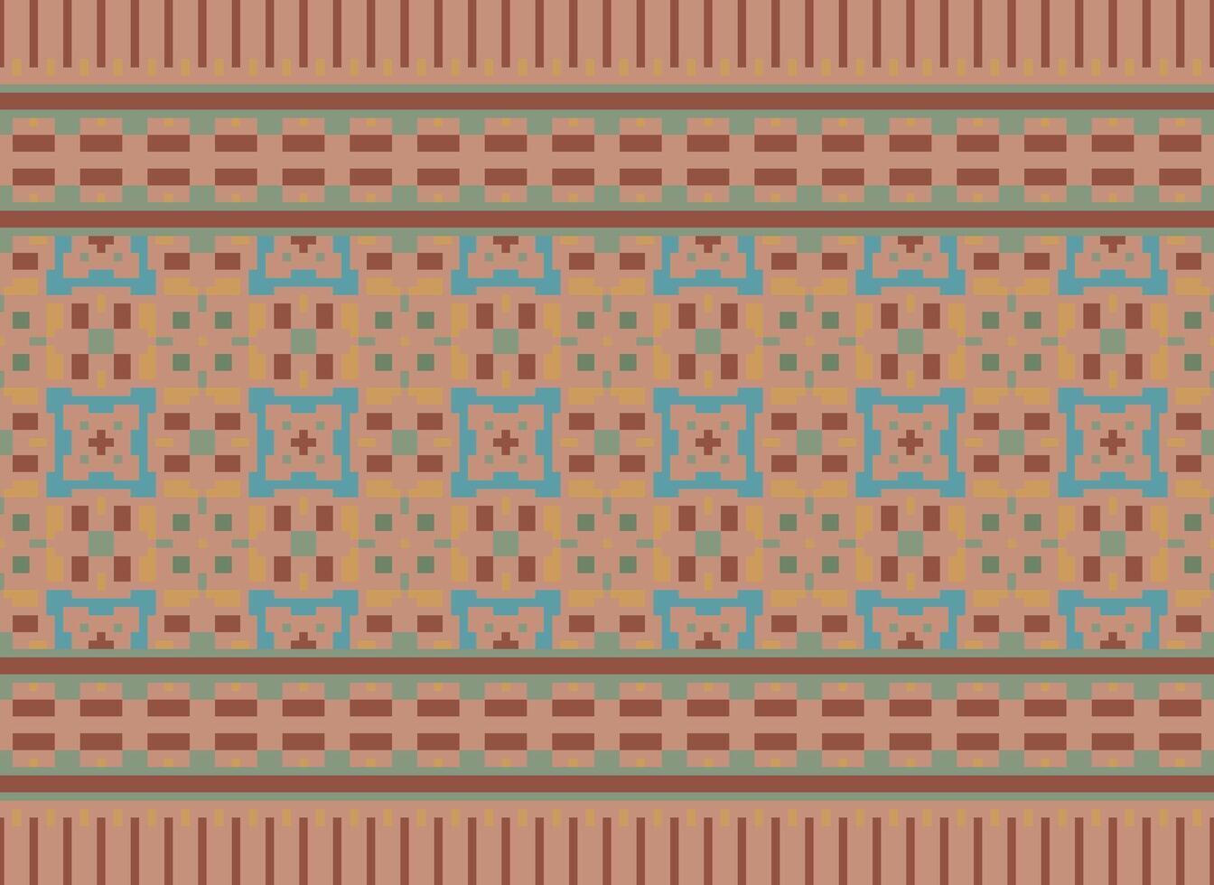 Geometric ethnic pattern. Pixel pattern. Design for clothing, fabric, background, wallpaper, wrapping, batik. Knitwear, Embroidery style. Aztec geometric art ornament print. Vector illustration.