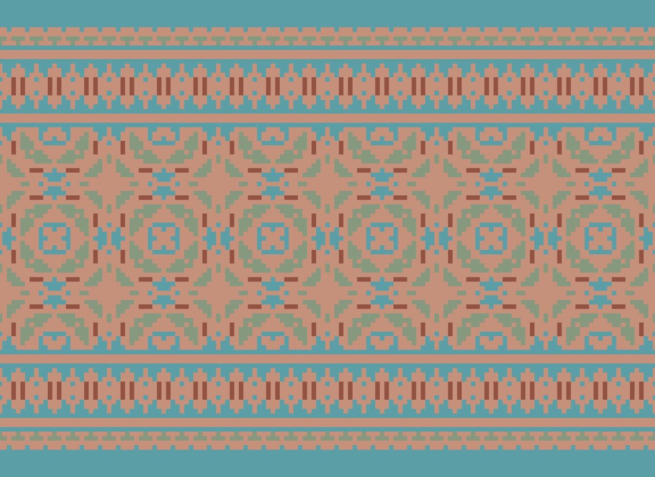 Geometric ethnic pattern. Pixel pattern. Design for clothing, fabric, background, wallpaper, wrapping, batik. Knitwear, Embroidery style. Aztec geometric art ornament print. Vector illustration.