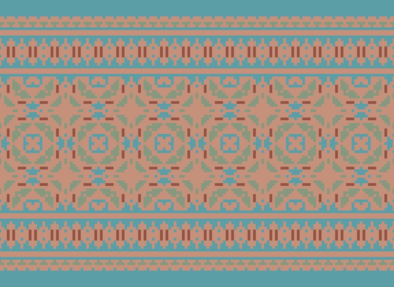 Geometric ethnic pattern. Pixel pattern. Design for clothing, fabric, background, wallpaper, wrapping, batik. Knitwear, Embroidery style. Aztec geometric art ornament print. Vector illustration.