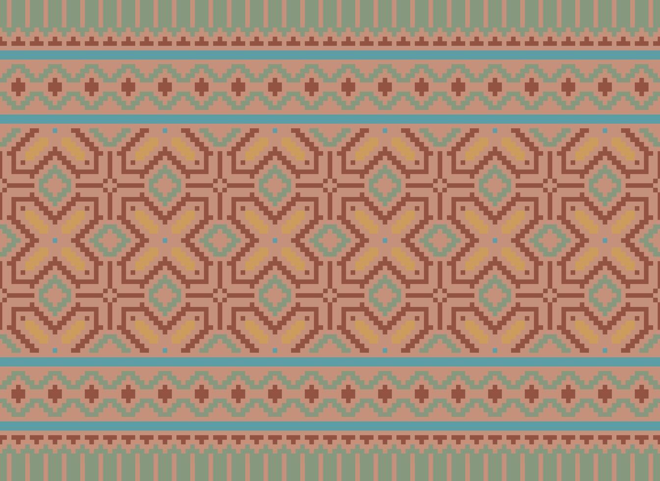 Geometric ethnic pattern. Pixel pattern. Design for clothing, fabric, background, wallpaper, wrapping, batik. Knitwear, Embroidery style. Aztec geometric art ornament print. Vector illustration.