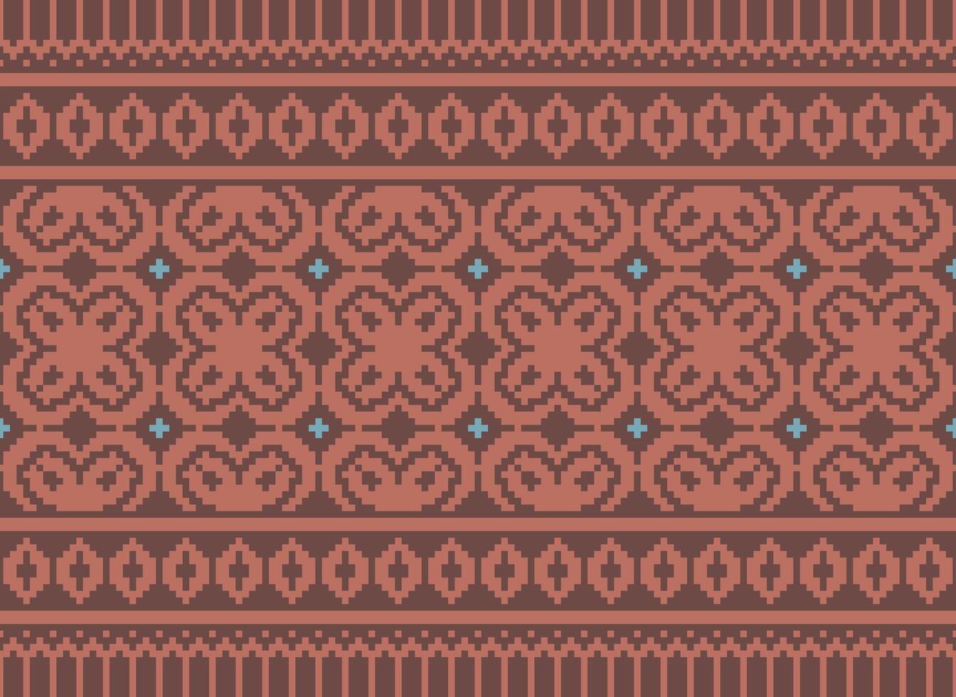Geometric ethnic pattern. Pixel pattern. Design for clothing, fabric, background, wallpaper, wrapping, batik. Knitwear, Embroidery style. Aztec geometric art ornament print. Vector illustration.