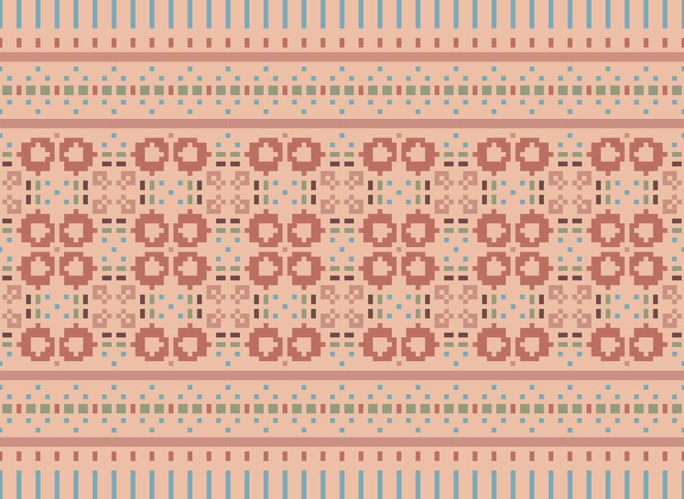 Geometric ethnic pattern. Pixel pattern. Design for clothing, fabric, background, wallpaper, wrapping, batik. Knitwear, Embroidery style. Aztec geometric art ornament print. Vector illustration.