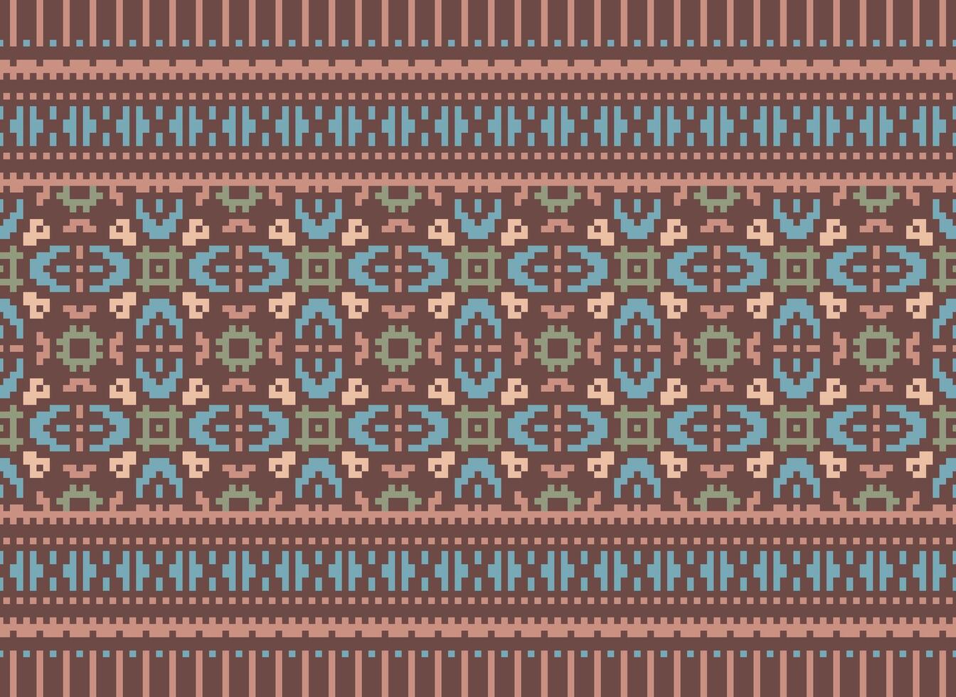 Geometric ethnic pattern. Pixel pattern. Design for clothing, fabric, background, wallpaper, wrapping, batik. Knitwear, Embroidery style. Aztec geometric art ornament print. Vector illustration.