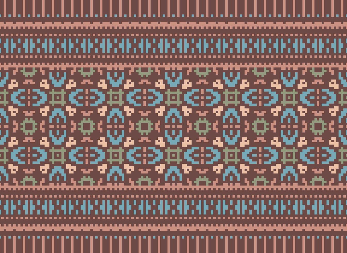 Geometric ethnic pattern. Pixel pattern. Design for clothing, fabric, background, wallpaper, wrapping, batik. Knitwear, Embroidery style. Aztec geometric art ornament print. Vector illustration.