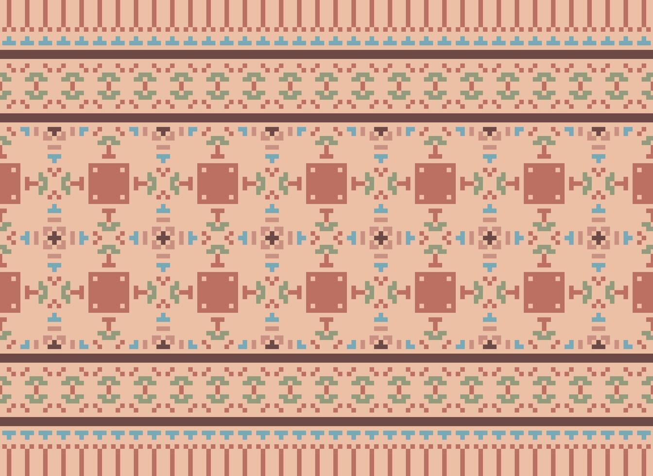 Geometric ethnic pattern. Pixel pattern. Design for clothing, fabric, background, wallpaper, wrapping, batik. Knitwear, Embroidery style. Aztec geometric art ornament print. Vector illustration.