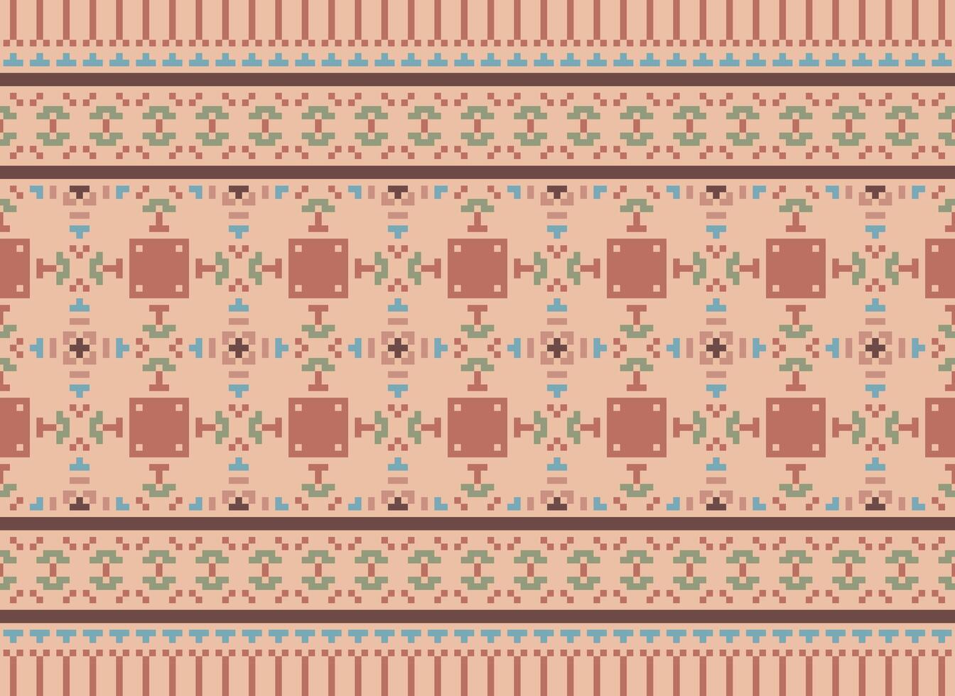 Geometric ethnic pattern. Pixel pattern. Design for clothing, fabric, background, wallpaper, wrapping, batik. Knitwear, Embroidery style. Aztec geometric art ornament print. Vector illustration.