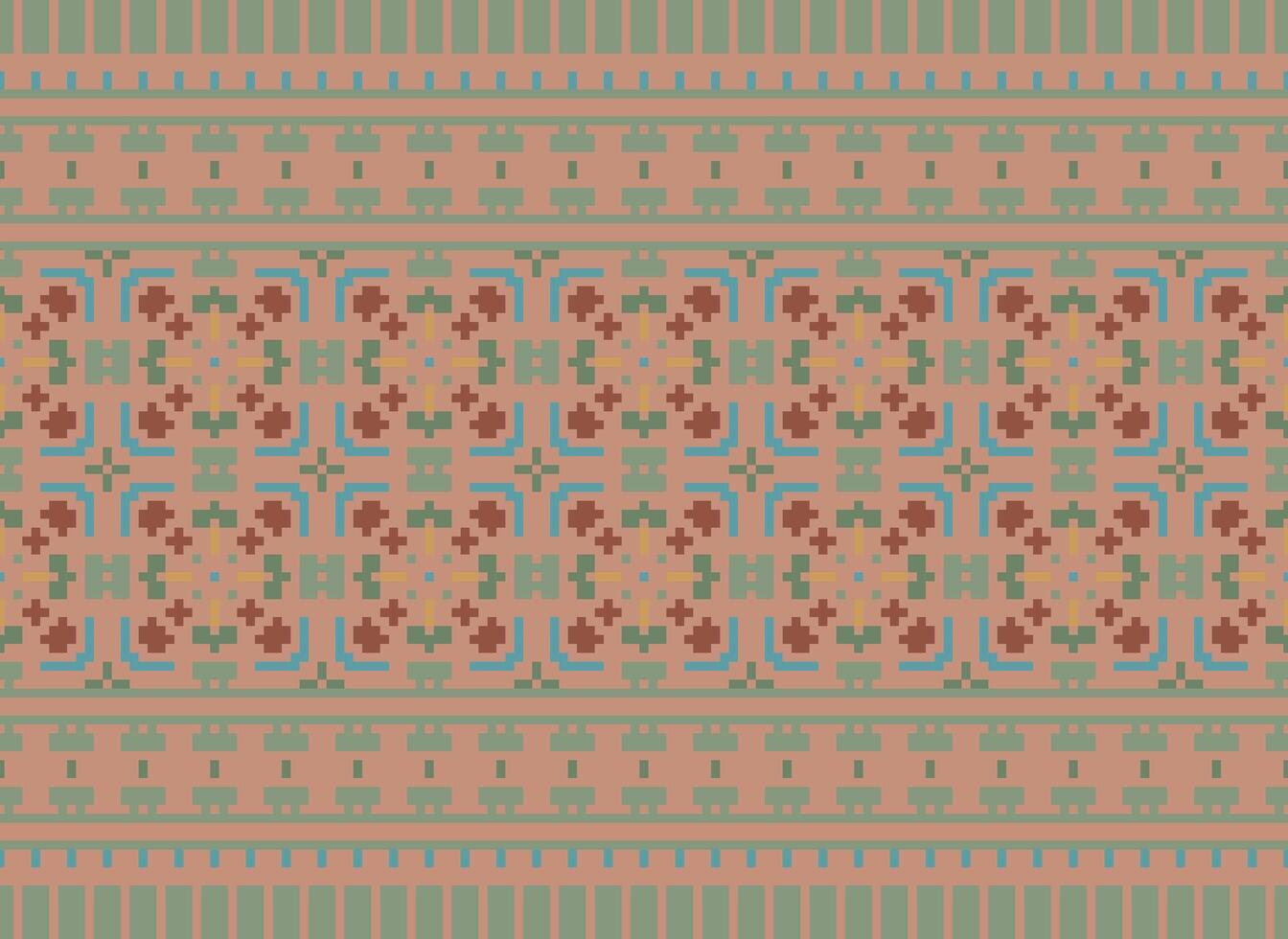 Geometric ethnic pattern. Pixel pattern. Design for clothing, fabric, background, wallpaper, wrapping, batik. Knitwear, Embroidery style. Aztec geometric art ornament print. Vector illustration.