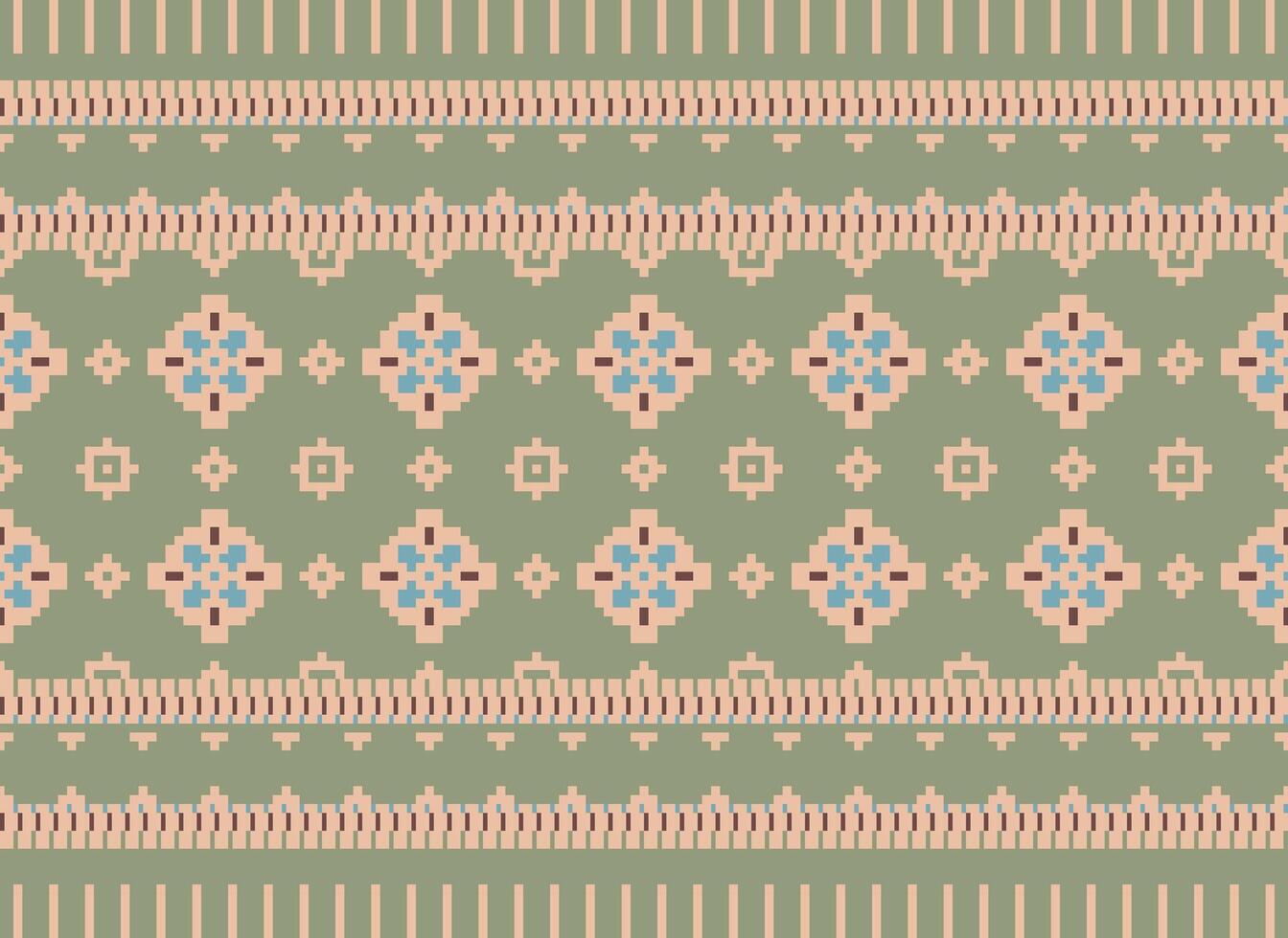 Geometric ethnic pattern. Pixel pattern. Design for clothing, fabric, background, wallpaper, wrapping, batik. Knitwear, Embroidery style. Aztec geometric art ornament print. Vector illustration.