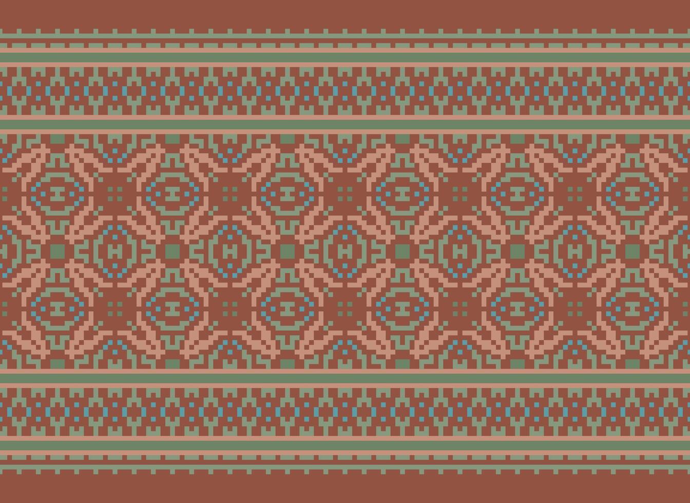 Geometric ethnic pattern. Pixel pattern. Design for clothing, fabric, background, wallpaper, wrapping, batik. Knitwear, Embroidery style. Aztec geometric art ornament print. Vector illustration.