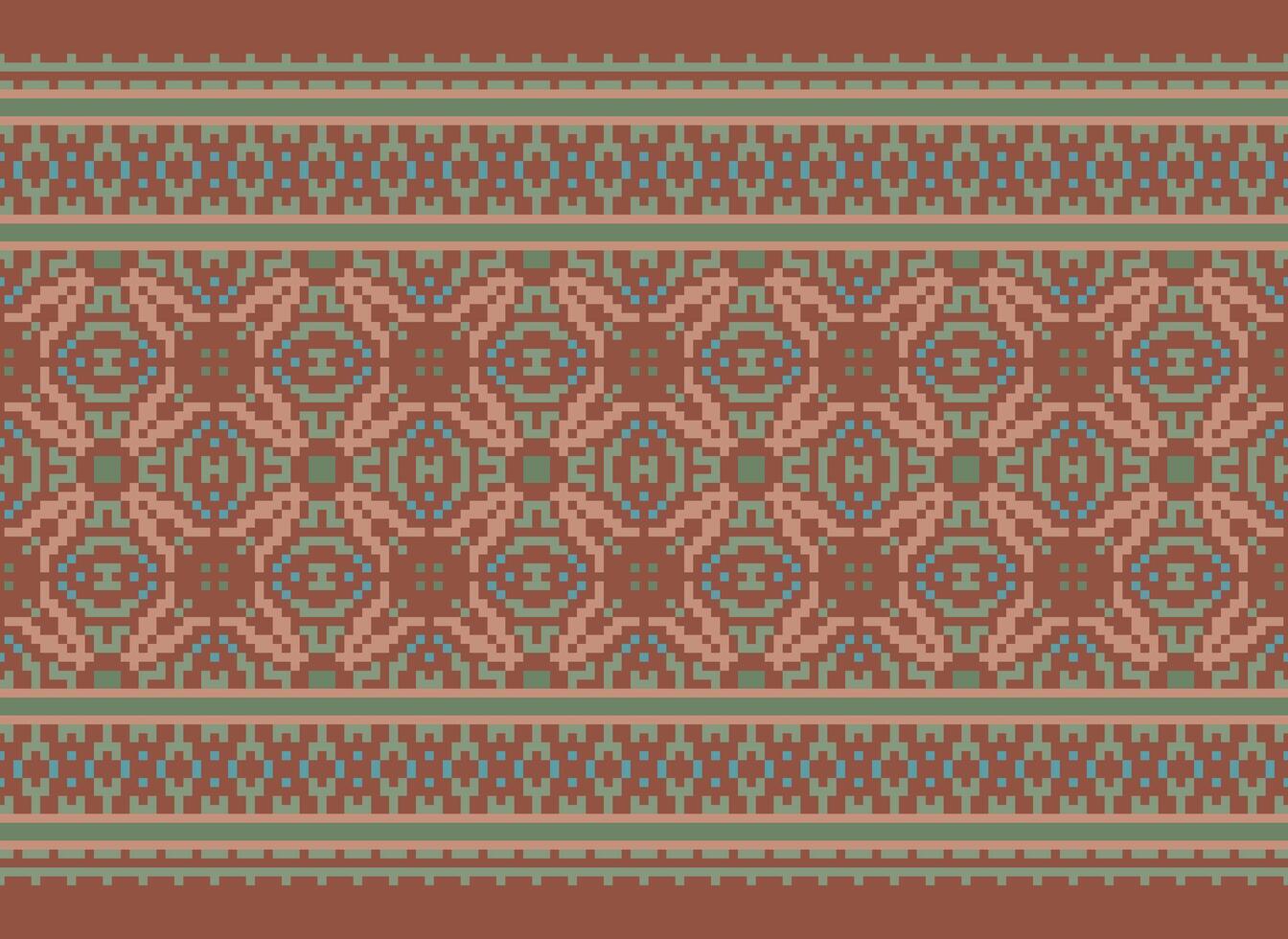 Geometric ethnic pattern. Pixel pattern. Design for clothing, fabric, background, wallpaper, wrapping, batik. Knitwear, Embroidery style. Aztec geometric art ornament print. Vector illustration.