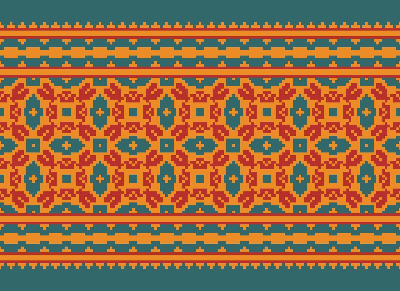 Geometric ethnic pattern. Pixel pattern. Design for clothing, fabric, background, wallpaper, wrapping, batik. Knitwear, Embroidery style. Aztec geometric art ornament print. Vector illustration.