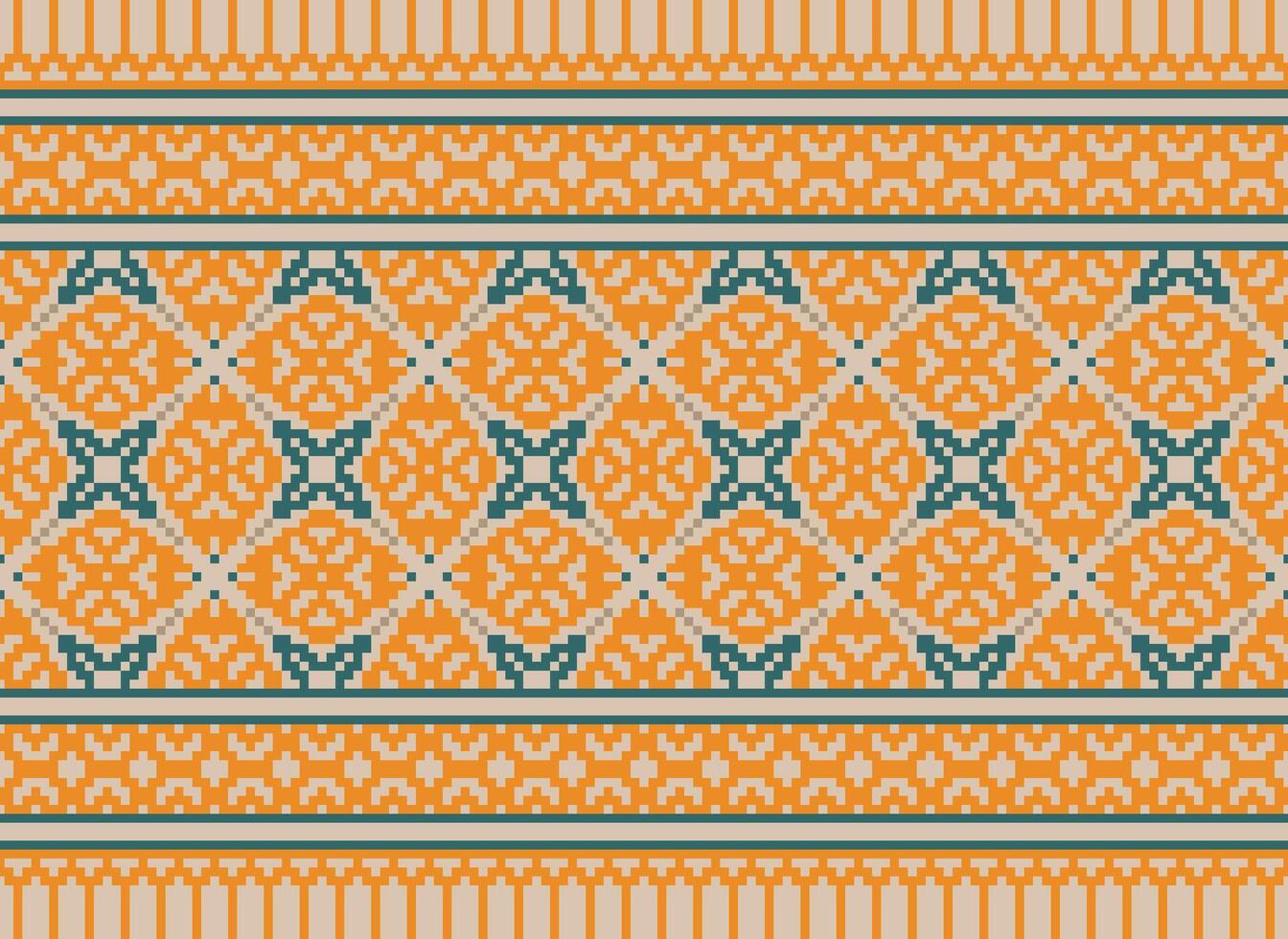Geometric ethnic pattern. Pixel pattern. Design for clothing, fabric, background, wallpaper, wrapping, batik. Knitwear, Embroidery style. Aztec geometric art ornament print. Vector illustration.