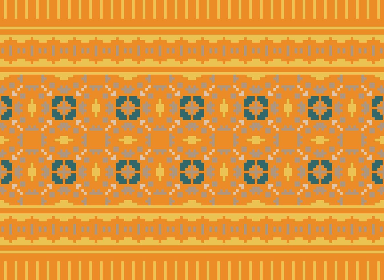 Geometric ethnic pattern. Pixel pattern. Design for clothing, fabric, background, wallpaper, wrapping, batik. Knitwear, Embroidery style. Aztec geometric art ornament print. Vector illustration.