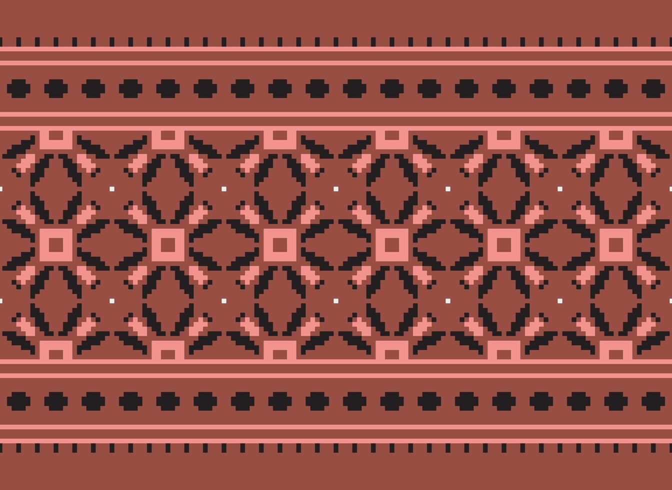 Geometric ethnic pattern. Pixel pattern. Design for clothing, fabric, background, wallpaper, wrapping, batik. Knitwear, Embroidery style. Aztec geometric art ornament print. Vector illustration.