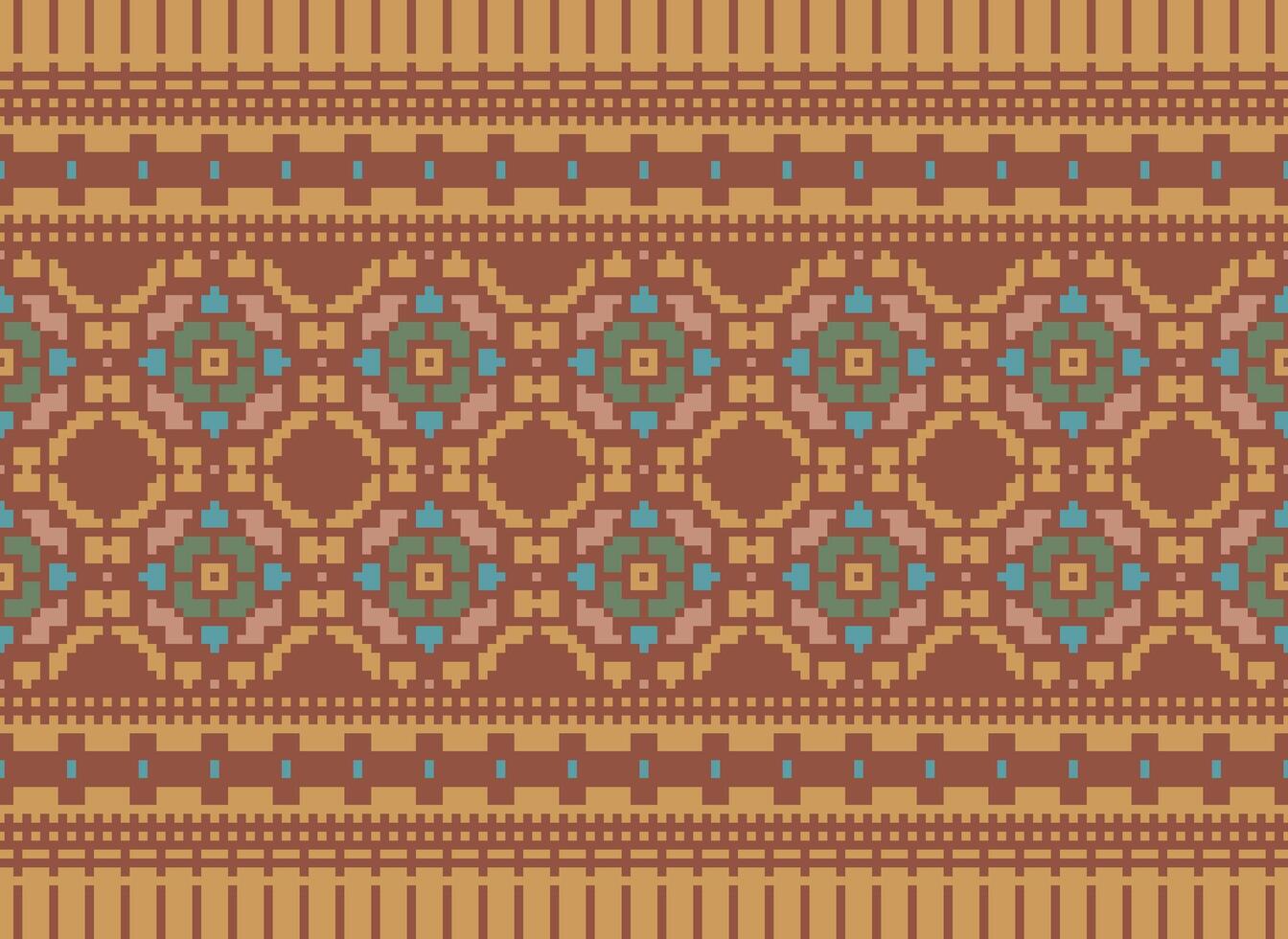 Geometric ethnic pattern. Pixel pattern. Design for clothing, fabric, background, wallpaper, wrapping, batik. Knitwear, Embroidery style. Aztec geometric art ornament print. Vector illustration.