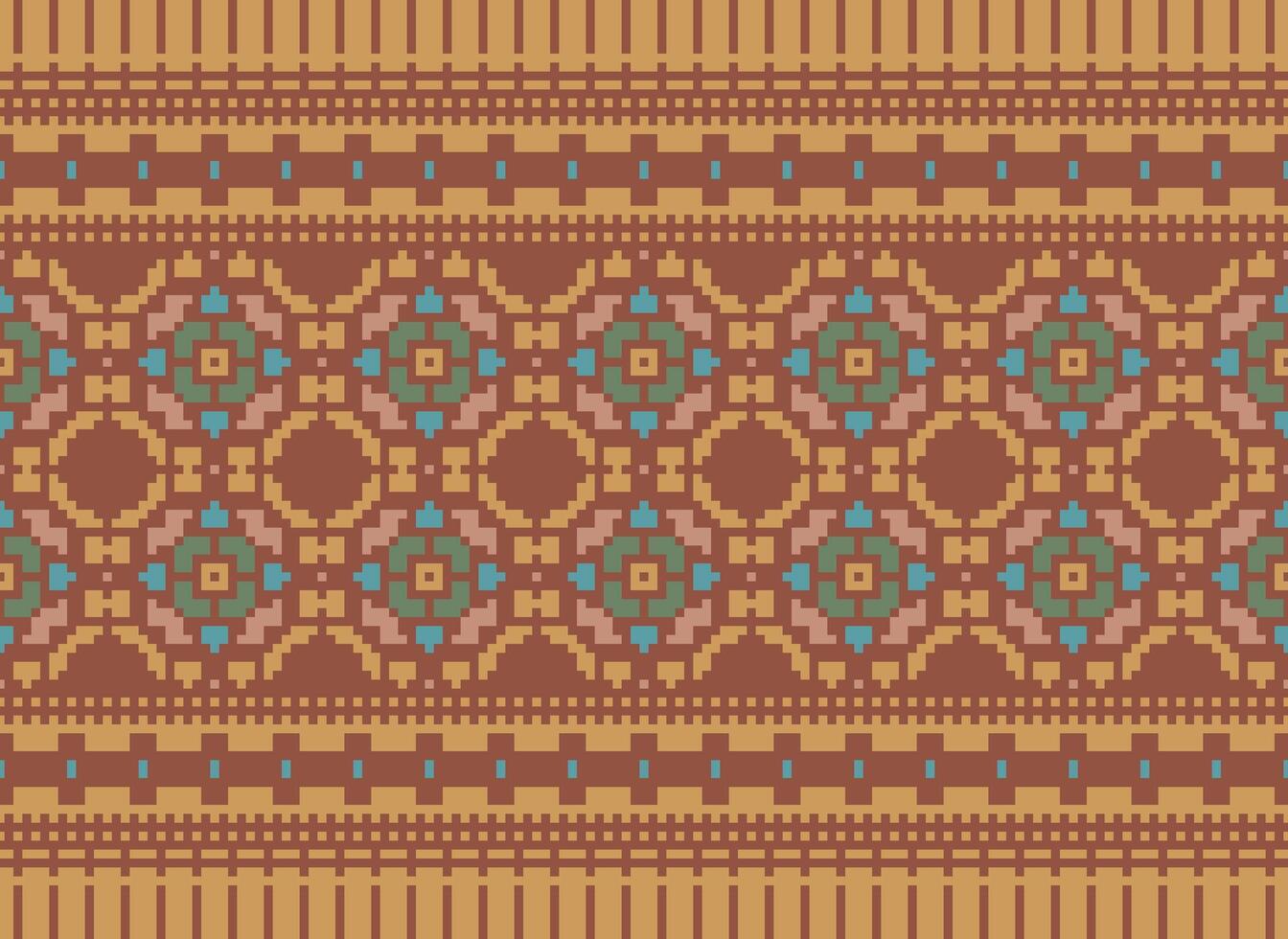 Geometric ethnic pattern. Pixel pattern. Design for clothing, fabric, background, wallpaper, wrapping, batik. Knitwear, Embroidery style. Aztec geometric art ornament print. Vector illustration.