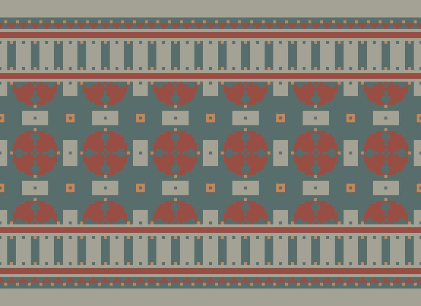 Geometric ethnic pattern. Pixel pattern. Design for clothing, fabric, background, wallpaper, wrapping, batik. Knitwear, Embroidery style. Aztec geometric art ornament print. Vector illustration.