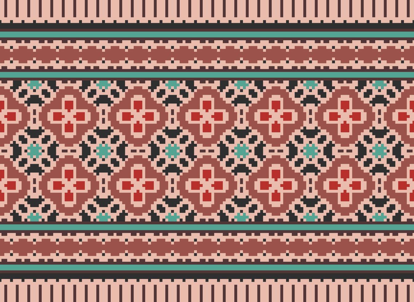 Geometric ethnic pattern. Pixel pattern. Design for clothing, fabric, background, wallpaper, wrapping, batik. Knitwear, Embroidery style. Aztec geometric art ornament print. Vector illustration.