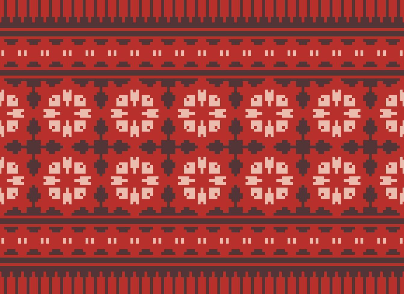 Geometric ethnic pattern. Pixel pattern. Design for clothing, fabric, background, wallpaper, wrapping, batik. Knitwear, Embroidery style. Aztec geometric art ornament print. Vector illustration.