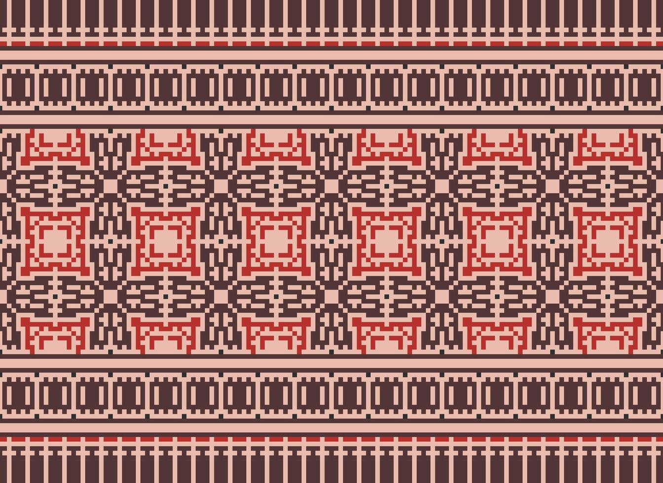 Geometric ethnic pattern. Pixel pattern. Design for clothing, fabric, background, wallpaper, wrapping, batik. Knitwear, Embroidery style. Aztec geometric art ornament print. Vector illustration.