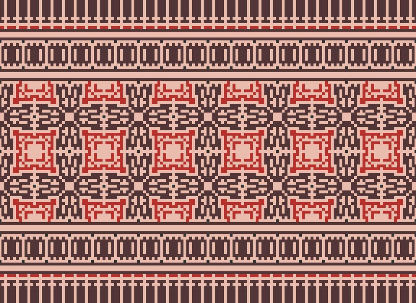 Geometric ethnic pattern. Pixel pattern. Design for clothing, fabric, background, wallpaper, wrapping, batik. Knitwear, Embroidery style. Aztec geometric art ornament print. Vector illustration.