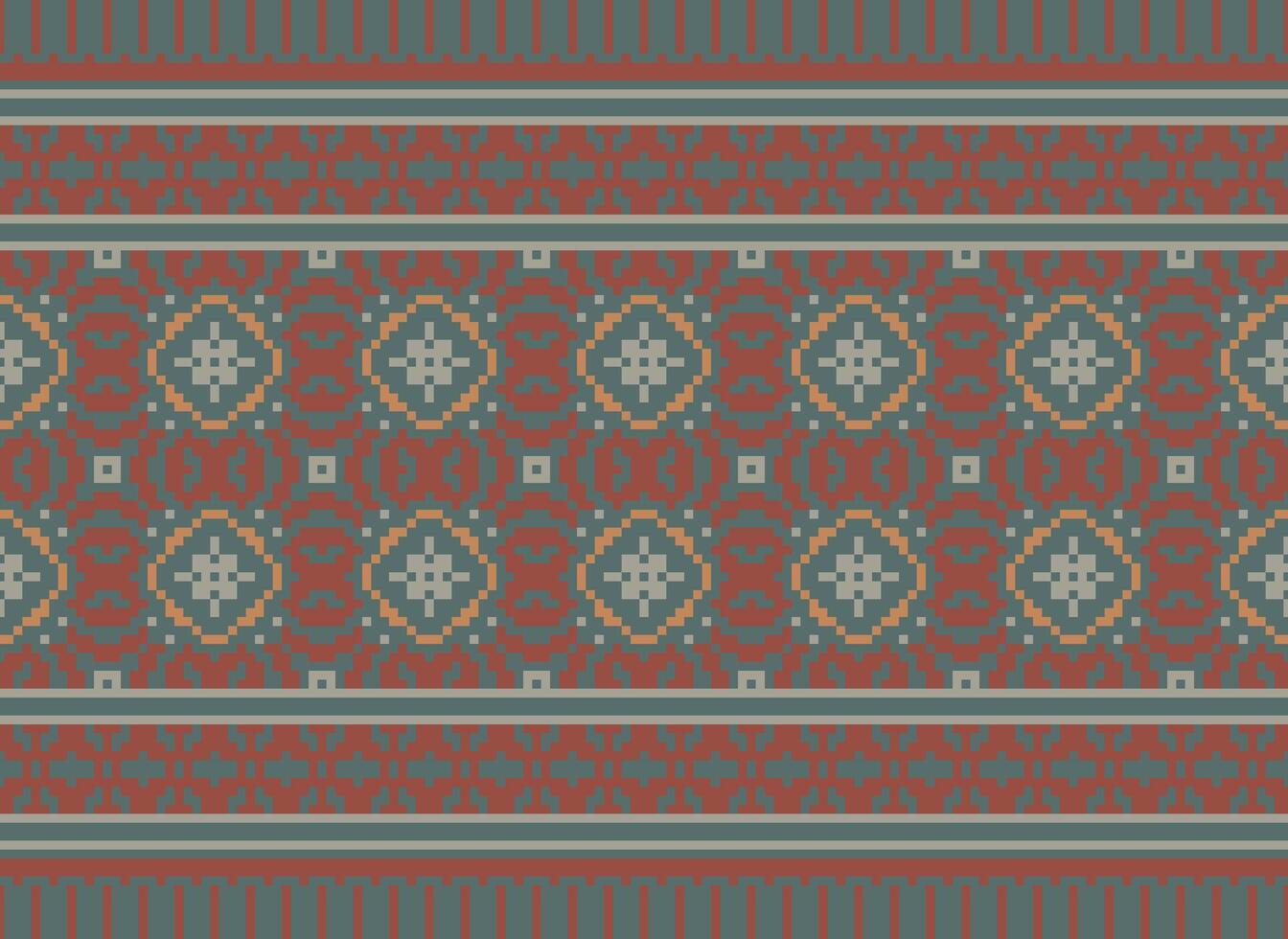 Geometric ethnic pattern. Pixel pattern. Design for clothing, fabric, background, wallpaper, wrapping, batik. Knitwear, Embroidery style. Aztec geometric art ornament print. Vector illustration.