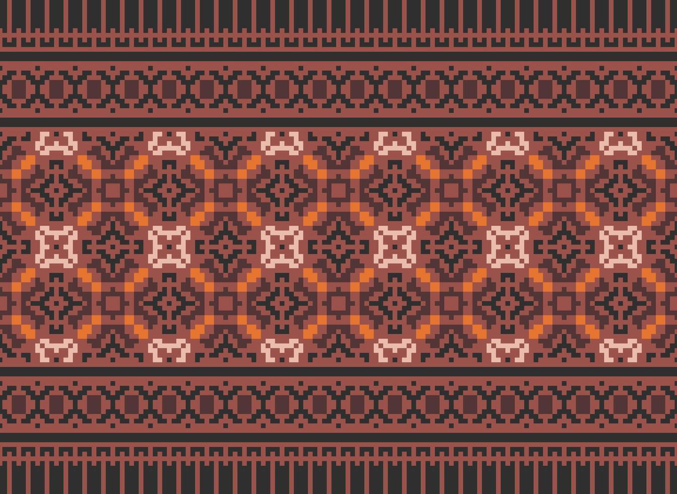 Geometric ethnic pattern. Pixel pattern. Design for clothing, fabric, background, wallpaper, wrapping, batik. Knitwear, Embroidery style. Aztec geometric art ornament print. Vector illustration.