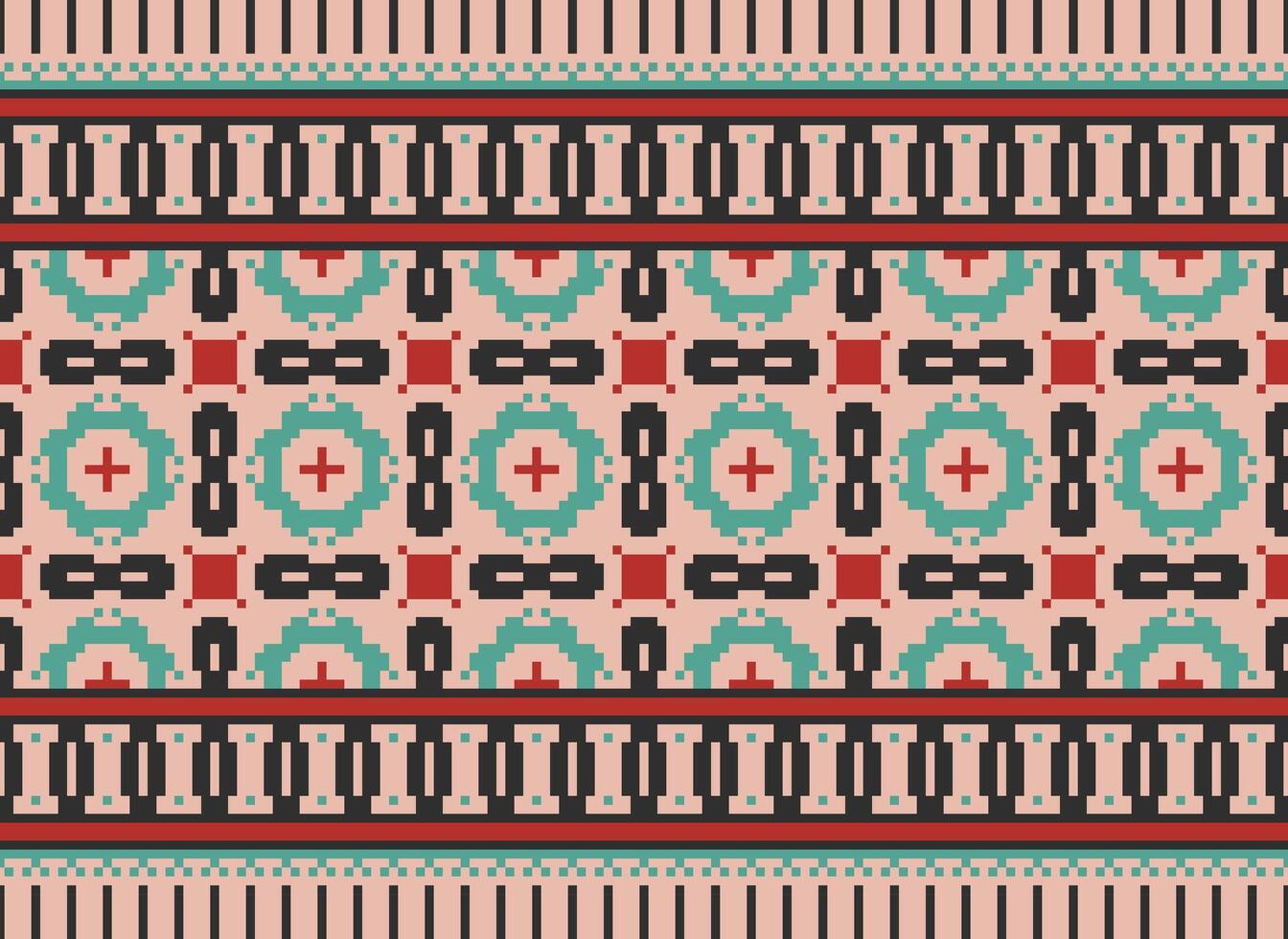 Geometric ethnic pattern. Pixel pattern. Design for clothing, fabric, background, wallpaper, wrapping, batik. Knitwear, Embroidery style. Aztec geometric art ornament print. Vector illustration.