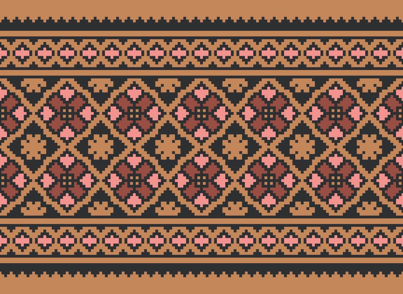 Geometric ethnic pattern. Pixel pattern. Design for clothing, fabric, background, wallpaper, wrapping, batik. Knitwear, Embroidery style. Aztec geometric art ornament print. Vector illustration.