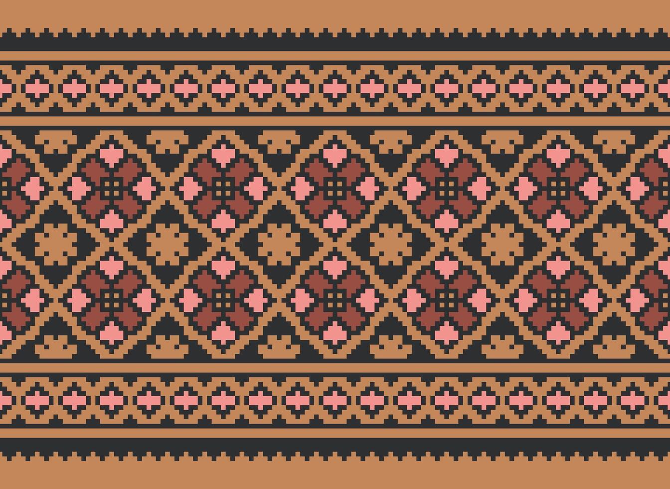 Geometric ethnic pattern. Pixel pattern. Design for clothing, fabric, background, wallpaper, wrapping, batik. Knitwear, Embroidery style. Aztec geometric art ornament print. Vector illustration.